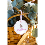 Personalized embroidered Easter bunny name tag Lillian