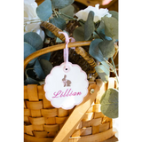 Personalized embroidered Easter bunny name tag Lillian