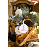 Personalized embroidered Easter basket with bunny tags