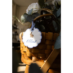 Personalized embroidered Easter basket name tag with Elliot