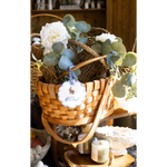 Personalized embroidered Easter basket with roses and eucalyptus