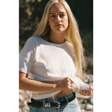 Petit pointelle organic cotton tee with relaxed fit and rolled sleeves