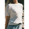 Petit pointelle organic cotton tee with rolled sleeves and round neck