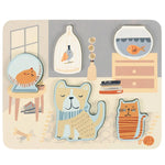 Wooden puzzle with animals and household objects from Pets Chunky Puzzle collection