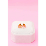 Gold and pink geometric earrings, stylish womens clothes for moms