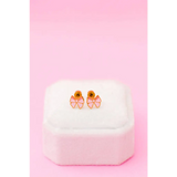 Gold and pink geometric earrings, stylish womens clothes for moms