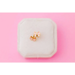 Gold pink butterfly stud earrings in white box, stylish womens clothes