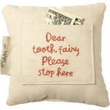 Cream-colored Tooth Fairy Pillow with pocket, perfect fairy pillow for kids
