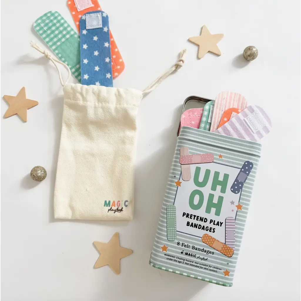 Mint Green Felt Bandages designed for pretend play in a cute star pouch