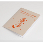 Charming blank inside card with hand-drawn flowers and orange illustration