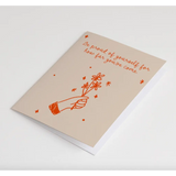 Charming blank inside card with hand-drawn flowers and orange illustration