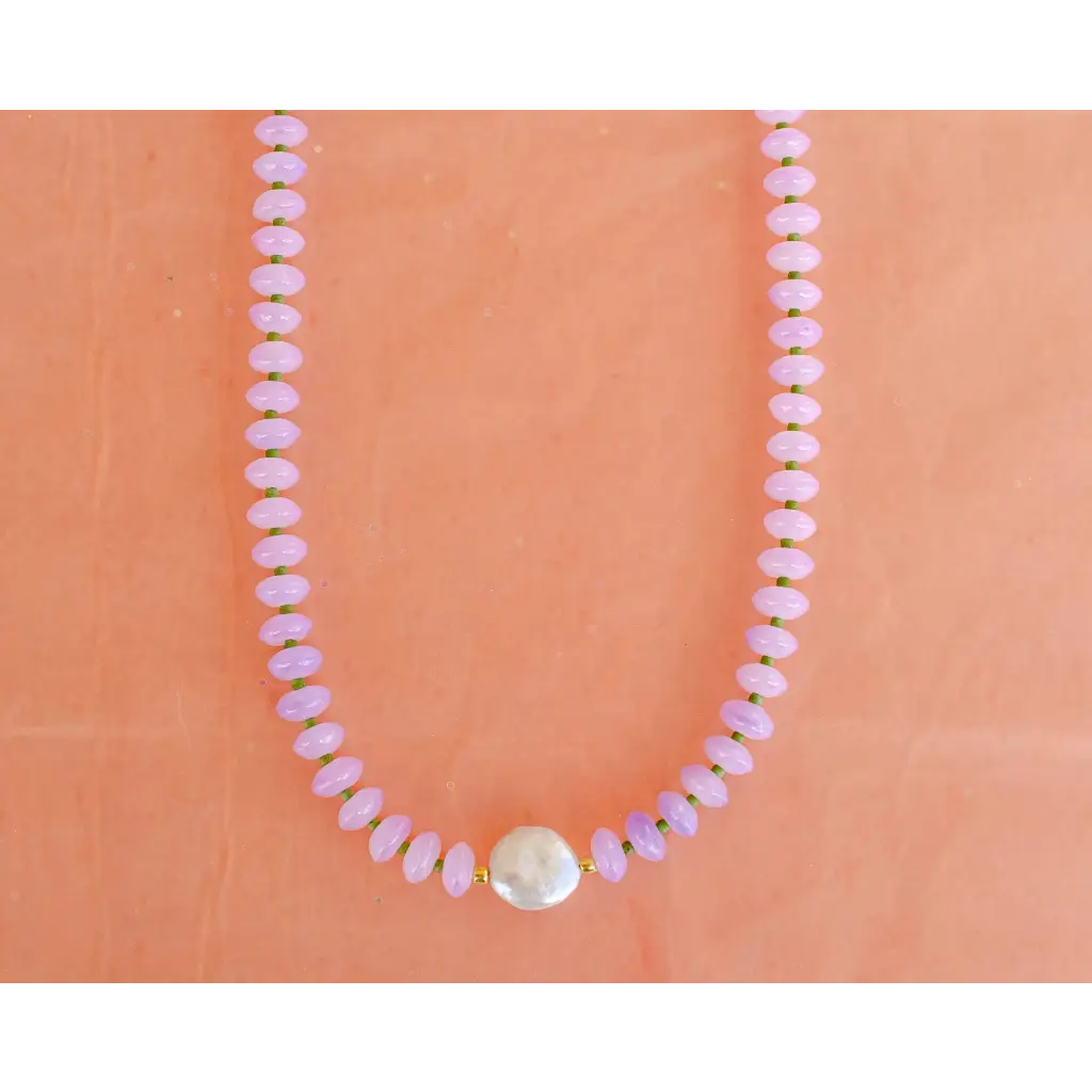 Purple mother of pearl dewdrop necklace with stylish beads