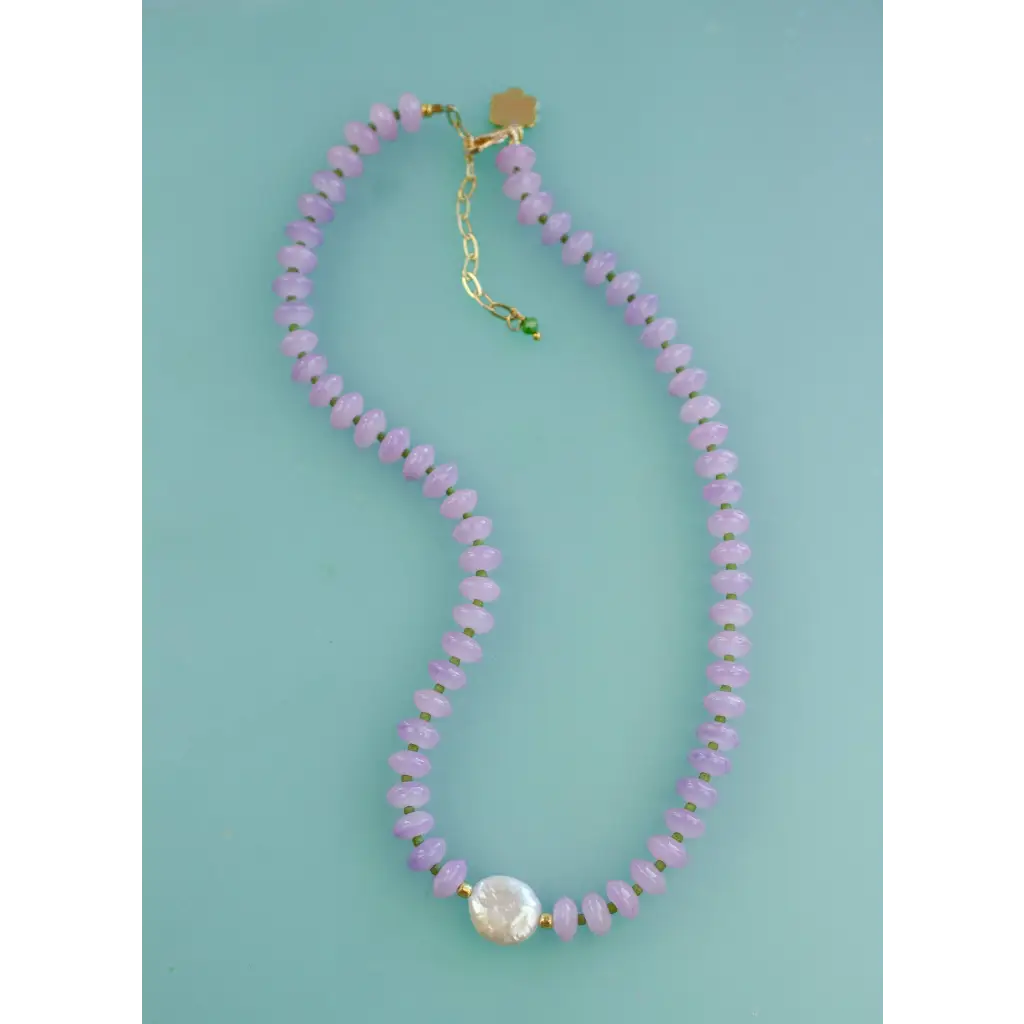 Purple mother of pearl beaded necklace dew drop for stylish womens clothes