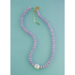 Purple mother of pearl beaded necklace dew drop for stylish womens clothes