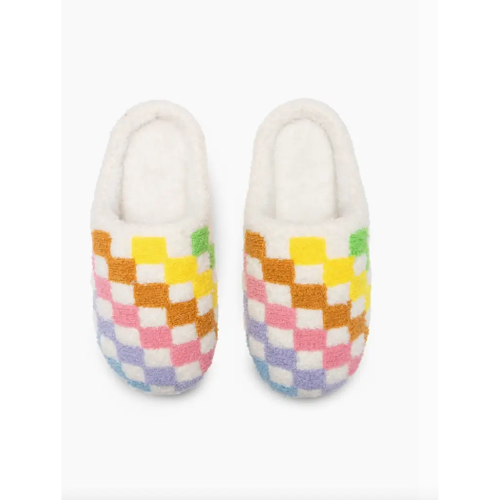 Rainbow Checkered Slippers | Indoor/Outdoor + Machine