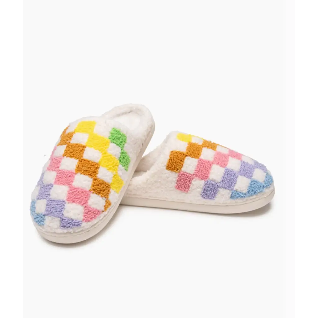 Rainbow Checkered Slippers | Indoor/Outdoor + Machine