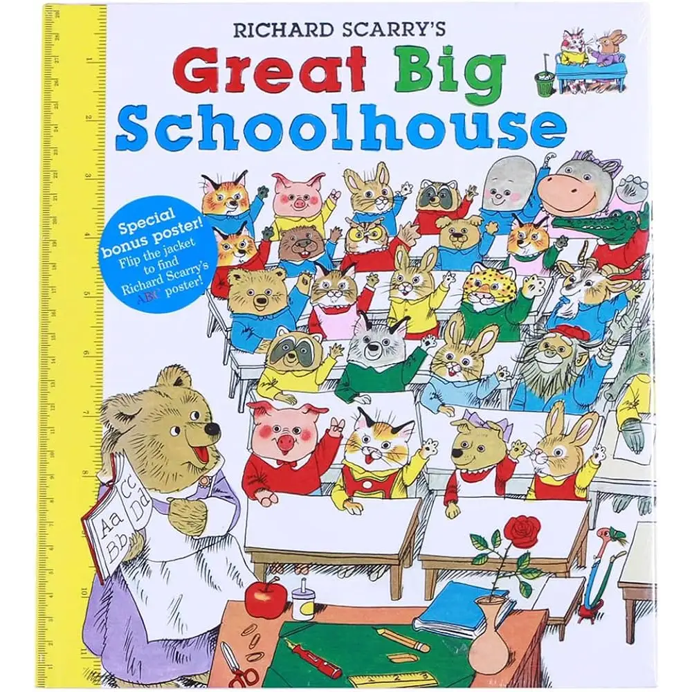 Richard Scarrys great big schoolhouse book cover with animal kids in class