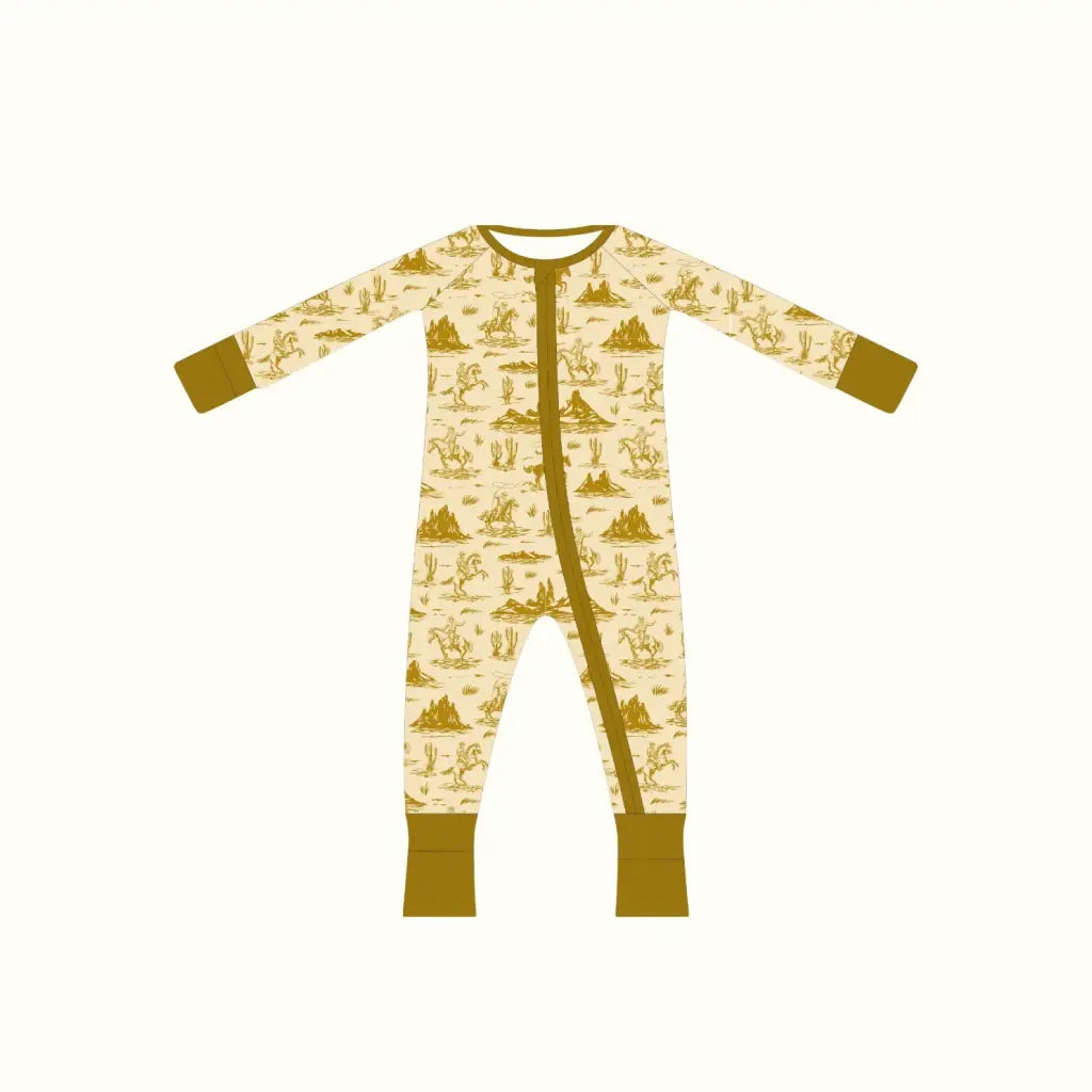 Saddle up bamboo baby sleeper with cowboy pattern