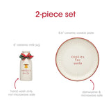 Santa Christmas cookie plate and milk jug set with festive designs