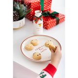 Santa Christmas cookie plate set with polka dot cookie jar