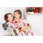 Festive pink reindeer cotton pajama set with cookie plate holiday vibes