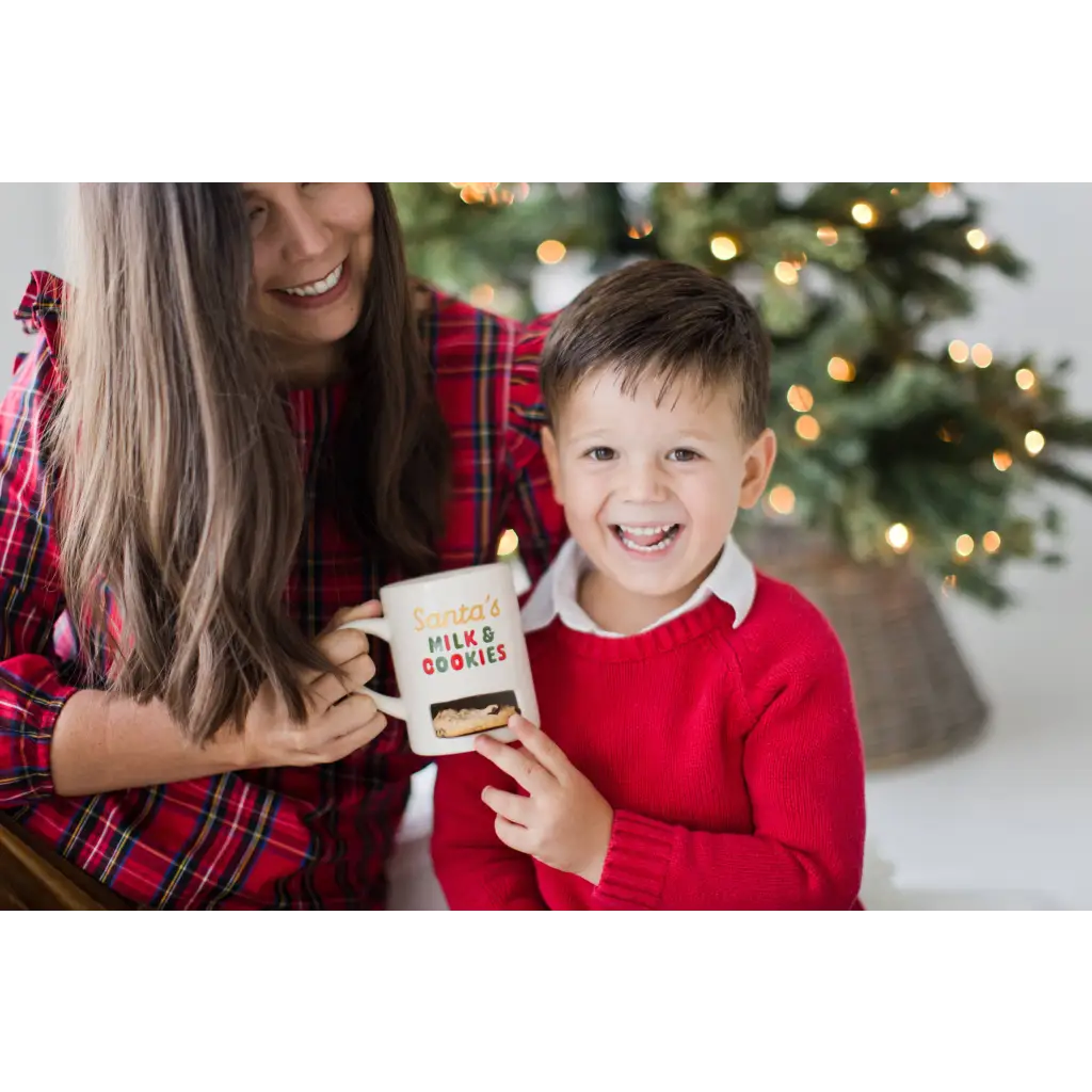 Santa’s Milk & Cookies jar in festive ceramic mug