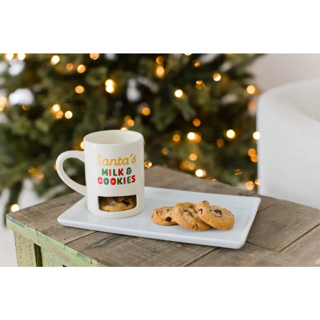 Festive Santa’s Milk & Cookies mug with cookie slot
