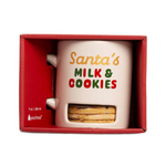 White Pearhead Santa’s Milk & Cookies mug with cookie slot