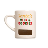 Santa’s Milk & Cookies mug with cookie slot and polished prints