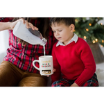 Festive Santa’s Milk & Cookies mug with red plaid and cookie slot