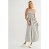 Sarah Striped Self Tie Shoulder Straps Maxi Dress featuring stylish tie shoulder straps