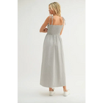 Sarah Striped Self Tie Shoulder Straps Maxi Dress showcasing stylish tie shoulder straps