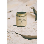 Sea salt body scrub jar with green tea and eucalyptus scent, 5.3 oz