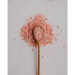 Pink Himalayan salt spoon with lavender essential oil epsom soak