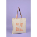 Shop Small Recycled Cotton Tote Bag with Striped Handles for eco-friendly shopping