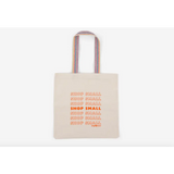 Shop Small Recycled Cotton Tote Bag with striped handles, eco-friendly and stylish
