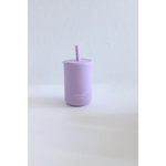 Lavender silicone straw cup with lid, part of colorful mini silicone straw cups for kids