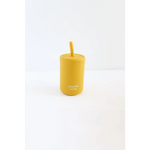 Yellow silicone straw cup perfect for kids, part of the Colorful Mini Silicone Straw Cups