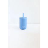 Light blue reusable drink tumbler with straw from Colorful Mini Silicone Straw Cups for Kids