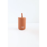 Terracotta silicone straw cup with lid and straw in Royal Blue for kids and adults