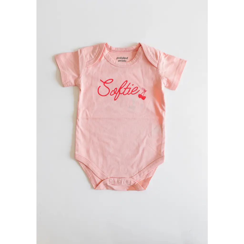 Pink Organic Cotton Softie Baby Onesie featuring cute heart design for stylish infants