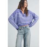 Periwinkle and white striped cropped sweater, perfect stylish womens clothes for fall