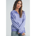 Lavender and white striped sweater perfect for stylish womens clothes and polished prints