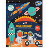 Colorful Space Discovery Sticker Activity Set with cartoon astronauts and fun space art