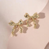 Speakeasy Bow Knot Studs | 14k Gold Plated Earrings - 560