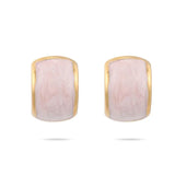 Pair of 18k gold plated pink quartz clip-on earrings for Speakeasy Chunky Hoops