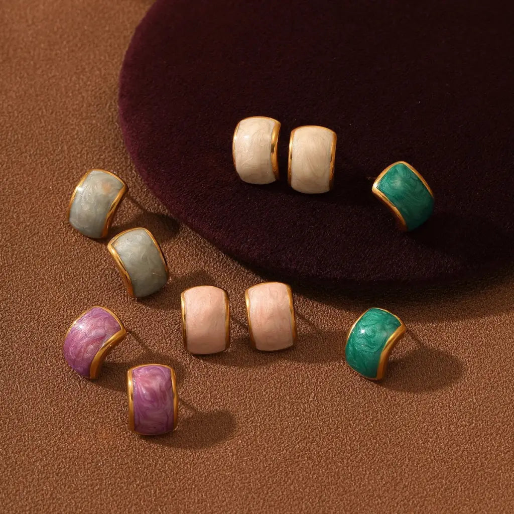 Pastel ceramic beads with metallic trim for Speakeasy Chunky Hoops in 18k Gold