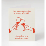 Special Occasion Card featuring clinking wine glasses, blank inside for your message