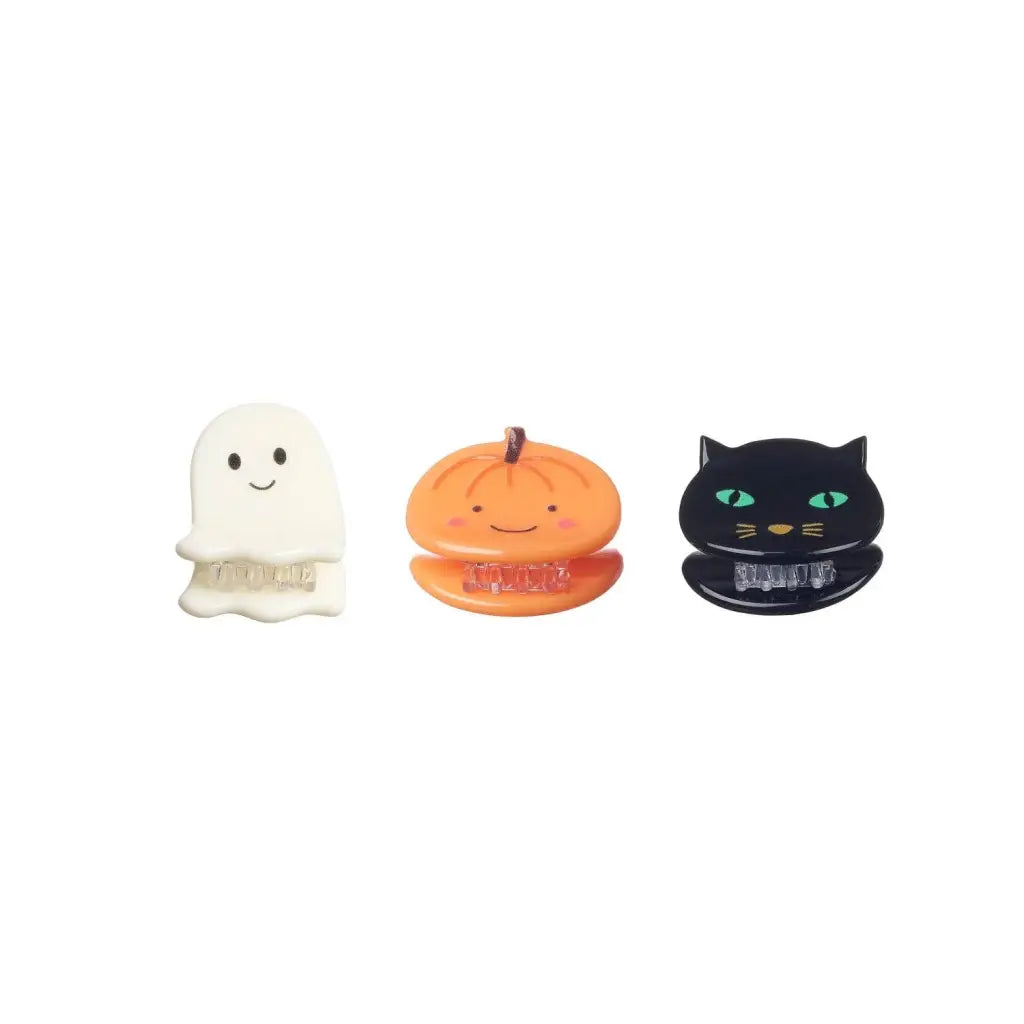 Spooky Halloween Claw Clips with ghost, pumpkin, and black cat for stylish womens clothes