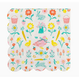 Scalloped-edge napkin with Easter designs from the Springtime Cottage Cocktail Set